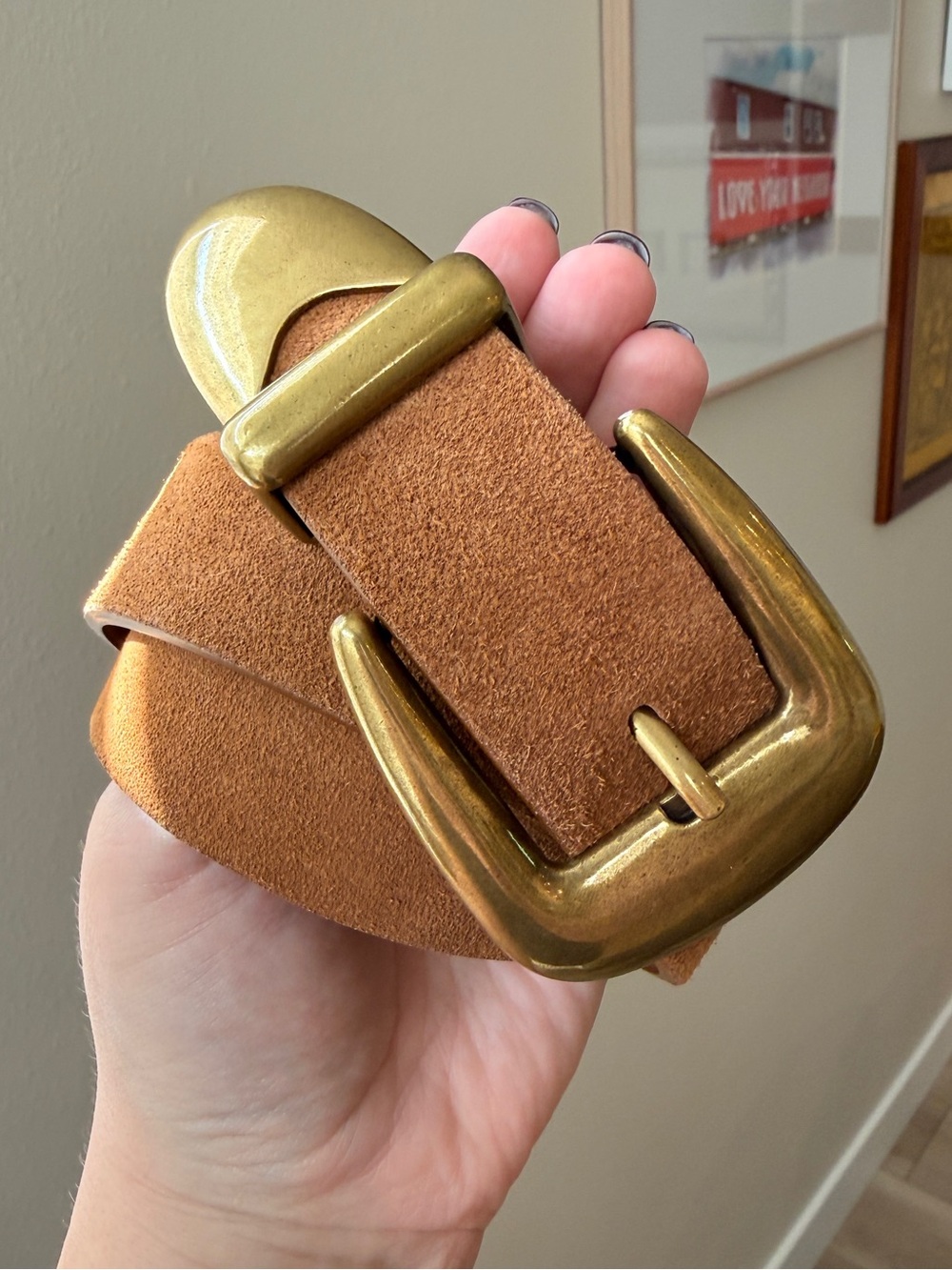 NWOT Anthro Leather Belt Western Brown Gold